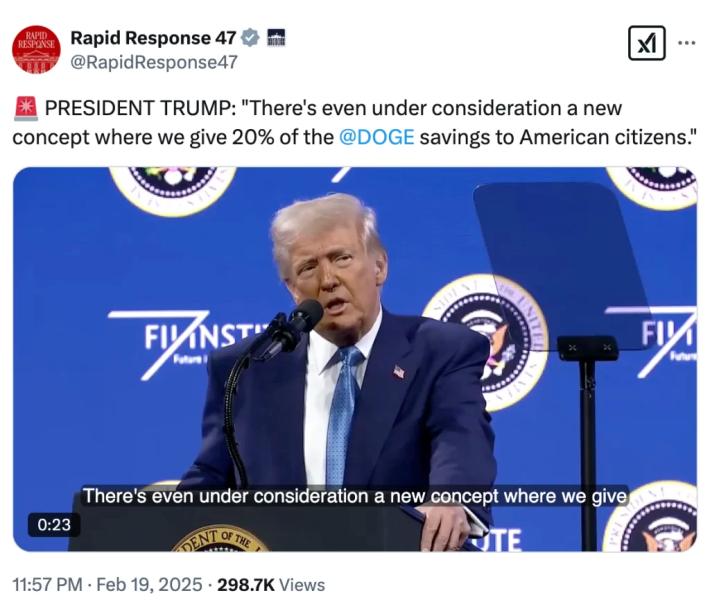 Trump 20% ‘Dividend’ Plan Faces Scrutiny As Doge Savings Disputed